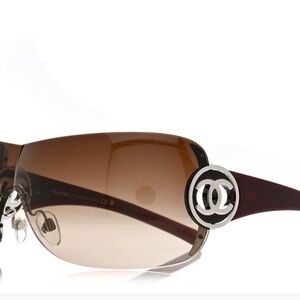 CHANEL Brown Gradient Rimless Sunglasses 4145 with CC Medallion y2k